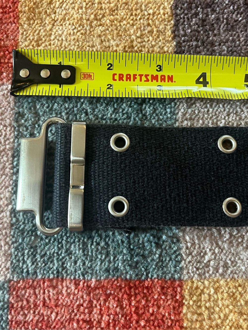 Black Canvas Double-Grommet Belt with Silver Hardware